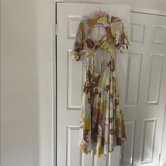 Jonathan Simkhai Camouflage Midi Dress in Brown and Cream